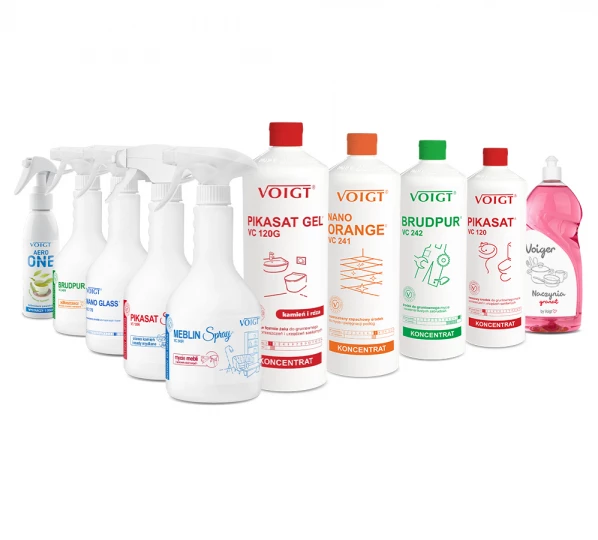 Zestaw zawiera 10 produktów w tym 2 GRATIS - Zestaw promocyjny „Czysty dom #19” - Kuchnia - Ogród - Okna, lustra - Profesjonalne środki utrzymania czystości - Salon, biuro - Łazienka