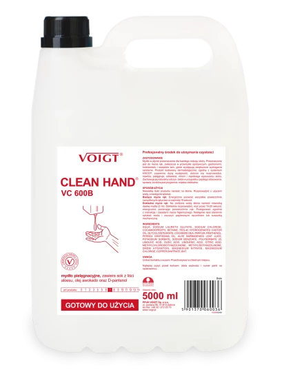 Mydło pielęgnacyjne, zawiera sok z liści aloesu, olej awokado oraz D-pantenol - CLEAN HAND VC600 - Profesjonalne środki utrzymania czystości - Łazienka